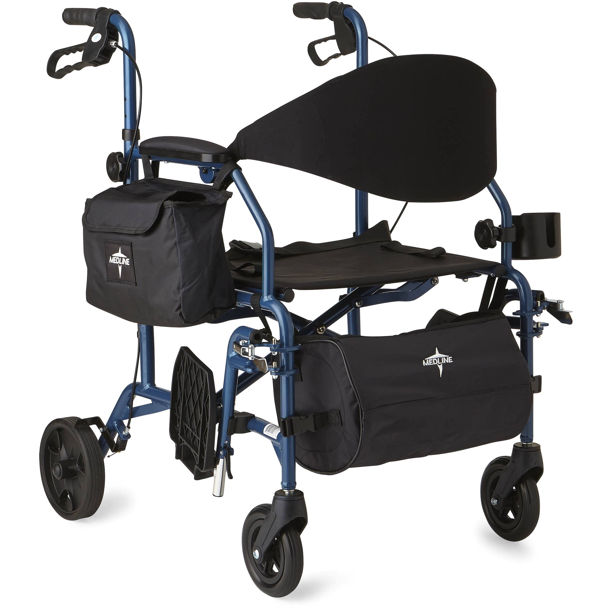 Best Rollator Transport Chair Combo Medline Combination Rollator Transport Wheelchair Blue Walmart Com