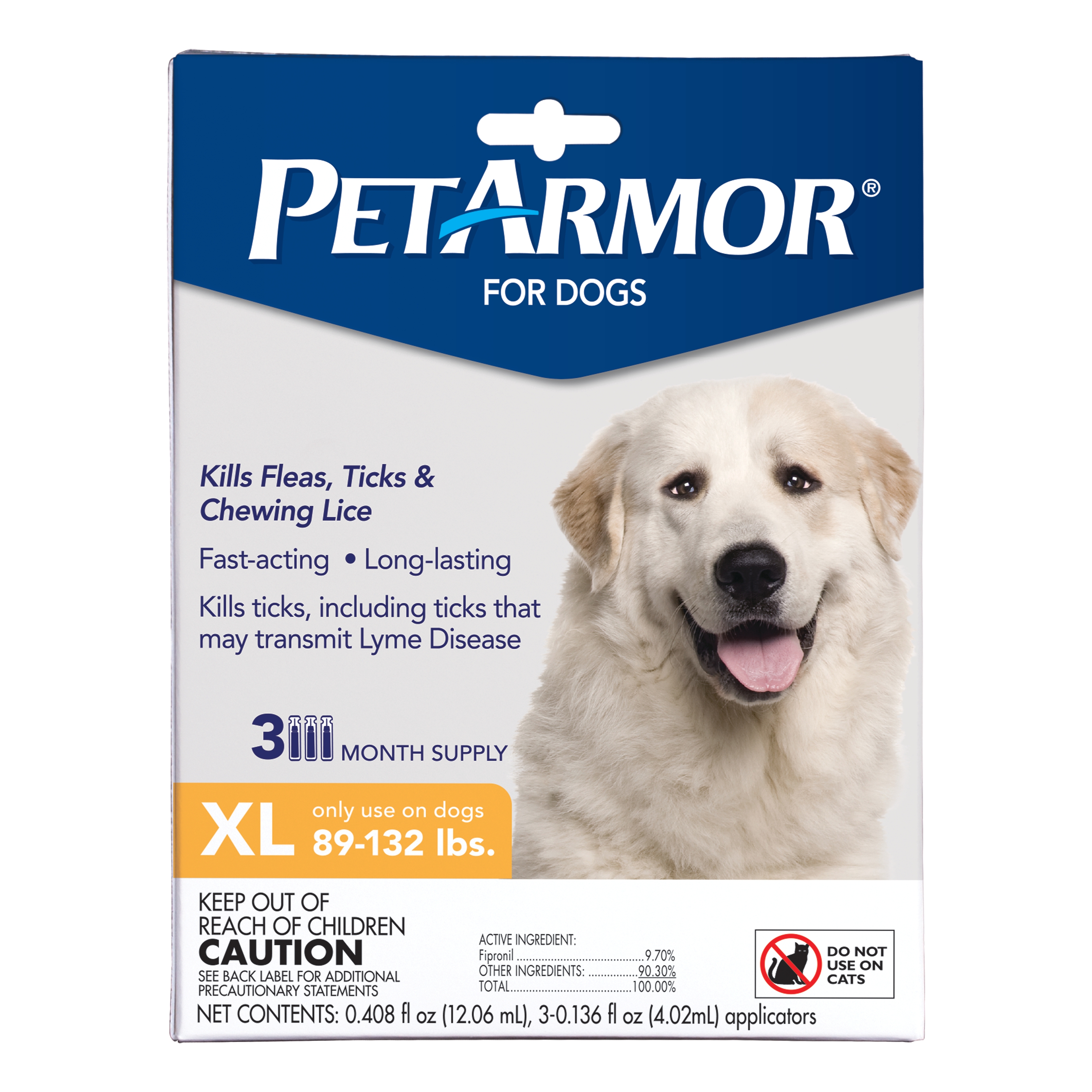 petarmor flea tick prevention for extra large dogs with fipronil 89 to 132 pounds 3 monthly treatments walmart com