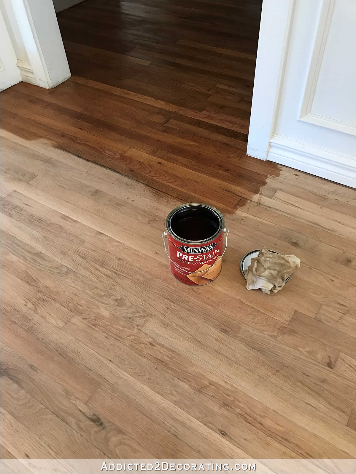 staining red oak hardwood floors 1 conditioning the wood with minwax pre stain