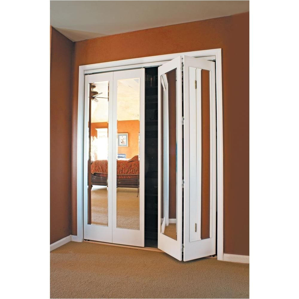 mir mel mirror solid core primed mdf interior closet bi fold door with white trim at the home depot mobile