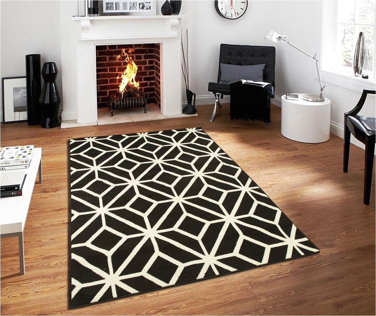 Big Black Fur Rug Black Moroccan Trellis 8×11 area Rug Carpet Abstract Large New