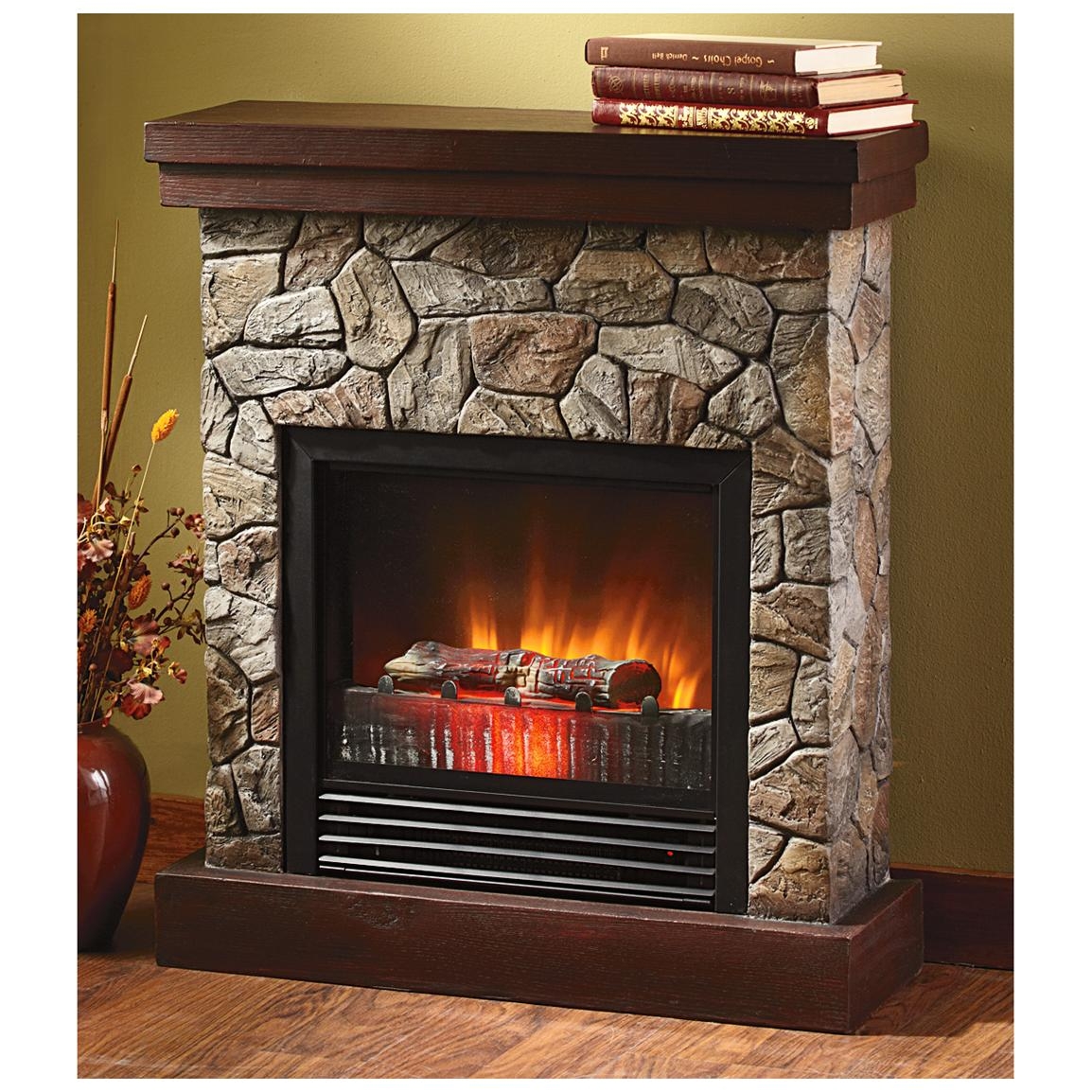 furniture organization elegant electric fireplace heater with remote control and stone wall decor for comfortable interior