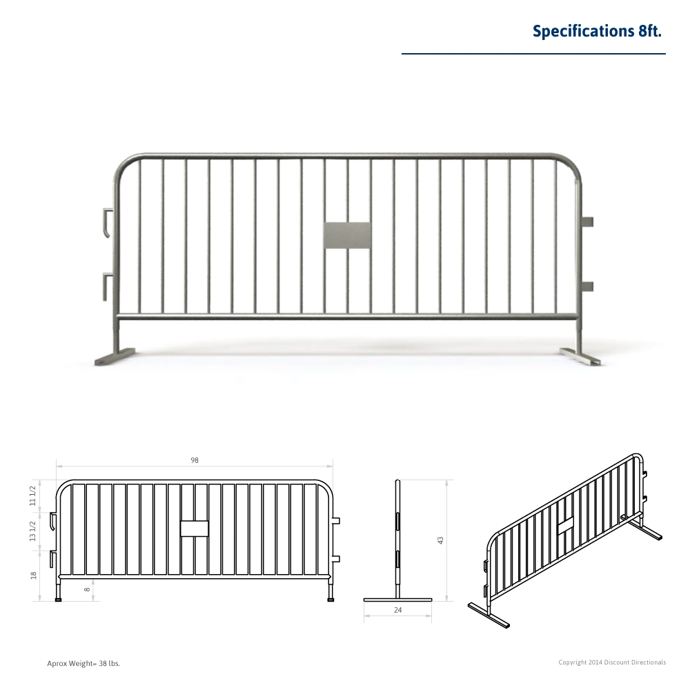 standard galvanized steel barricade for crowd control barriers
