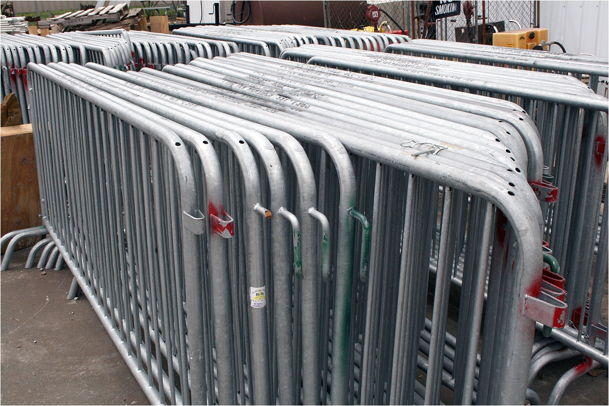 stacks of bike rack barricade