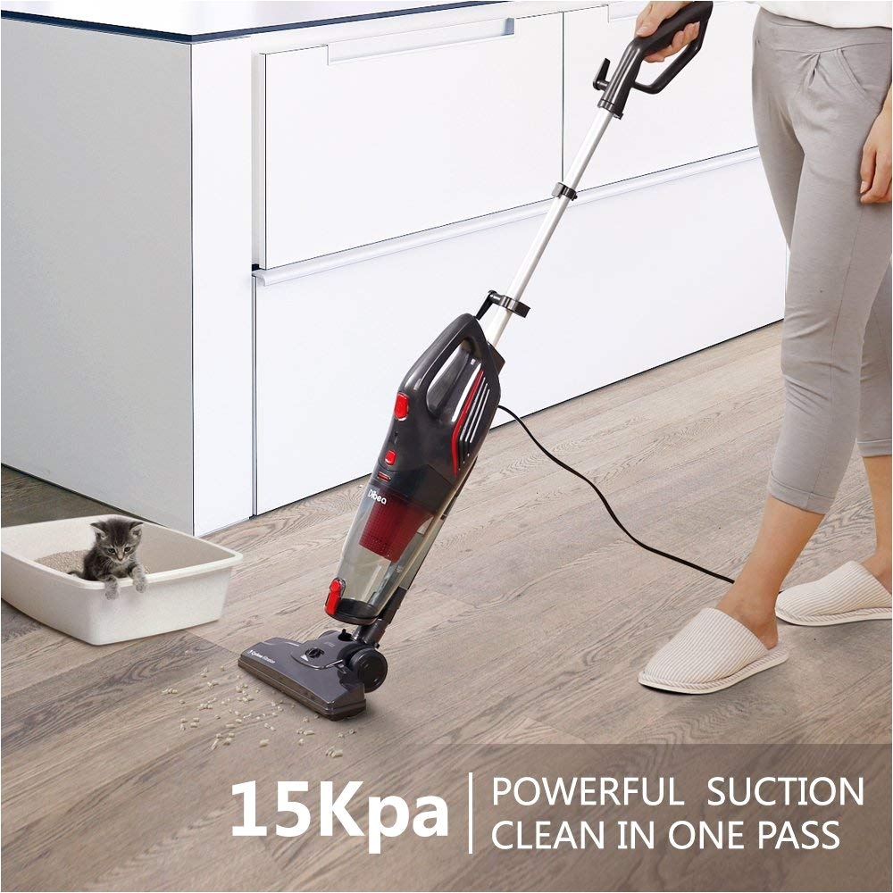 amazon com dibea 600w lightweight corded stick vacuum cleaner 2 in 1 bagless hard floor pet hair vacuum with cyclone hepa filtration crevice
