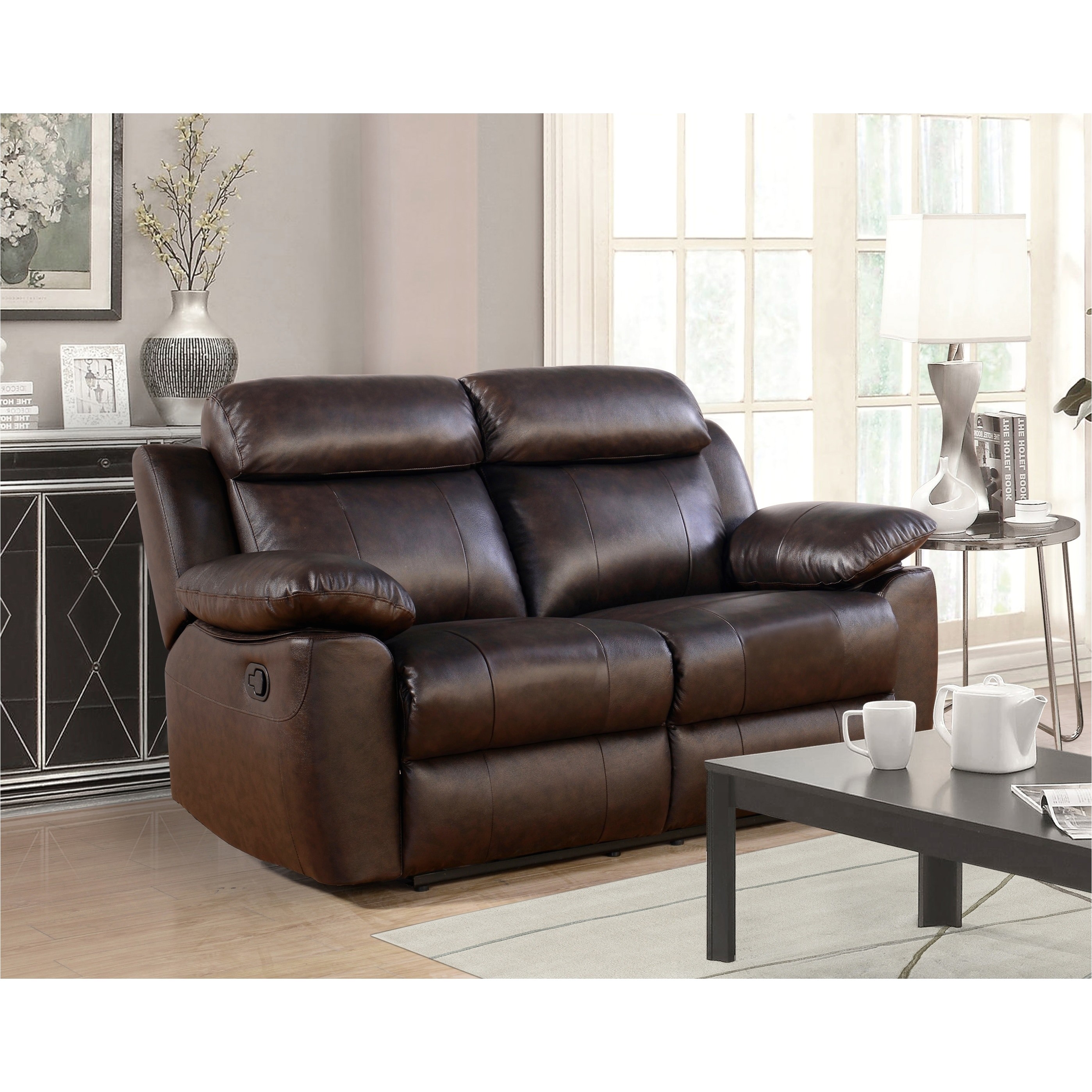 shop abbyson braylen top grain leather reclining loveseat on sale free shipping today overstock com 19297546