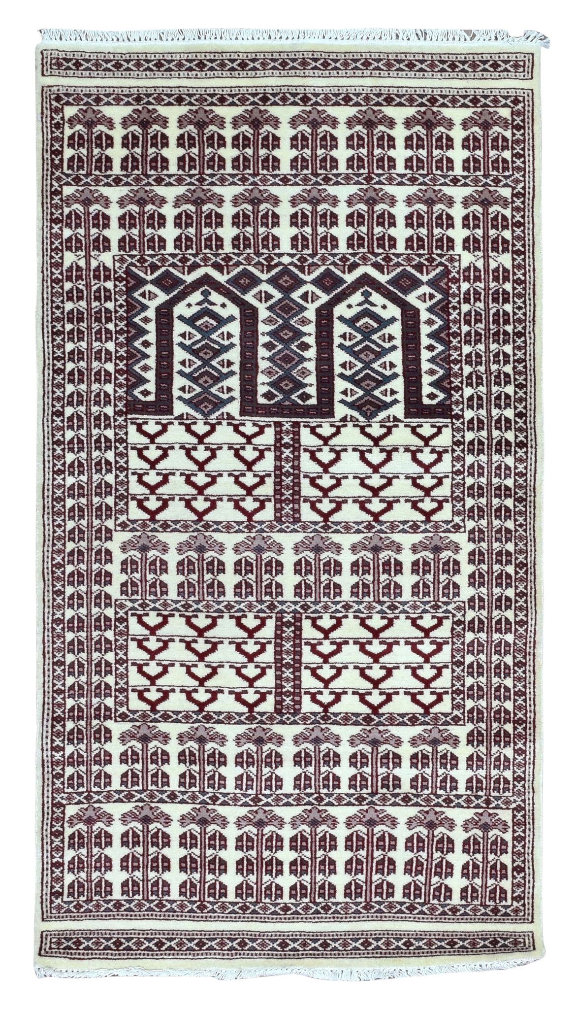dark red and beige bukhara small oriental rug 3x5 6