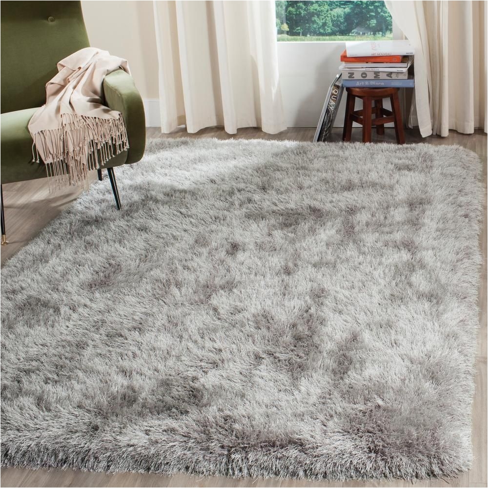 Black and White Fuzzy Rug Venice Shag Silver 8 Ft X 10 Ft area Rug Products