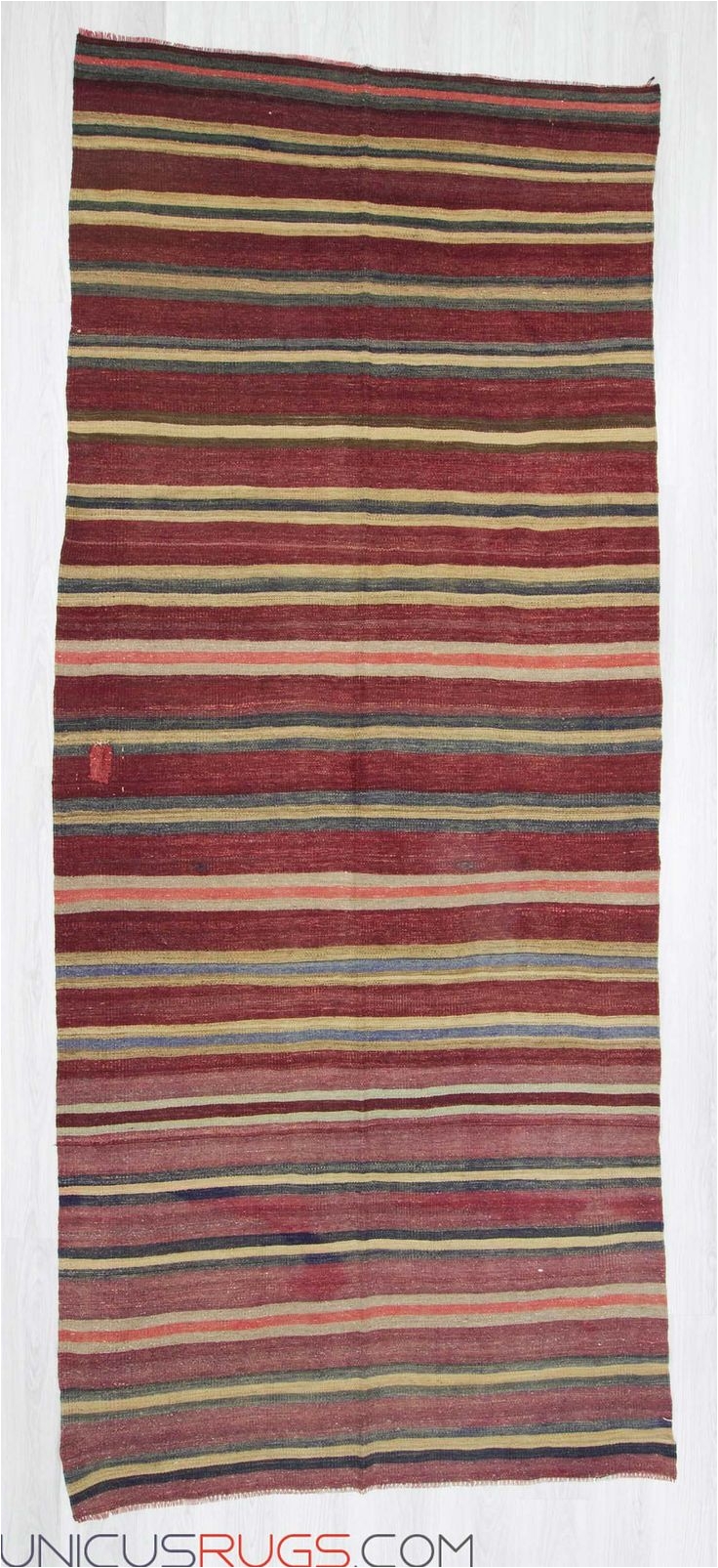 vintage hand woven striped kilim rug from konya region of turkey in good condition