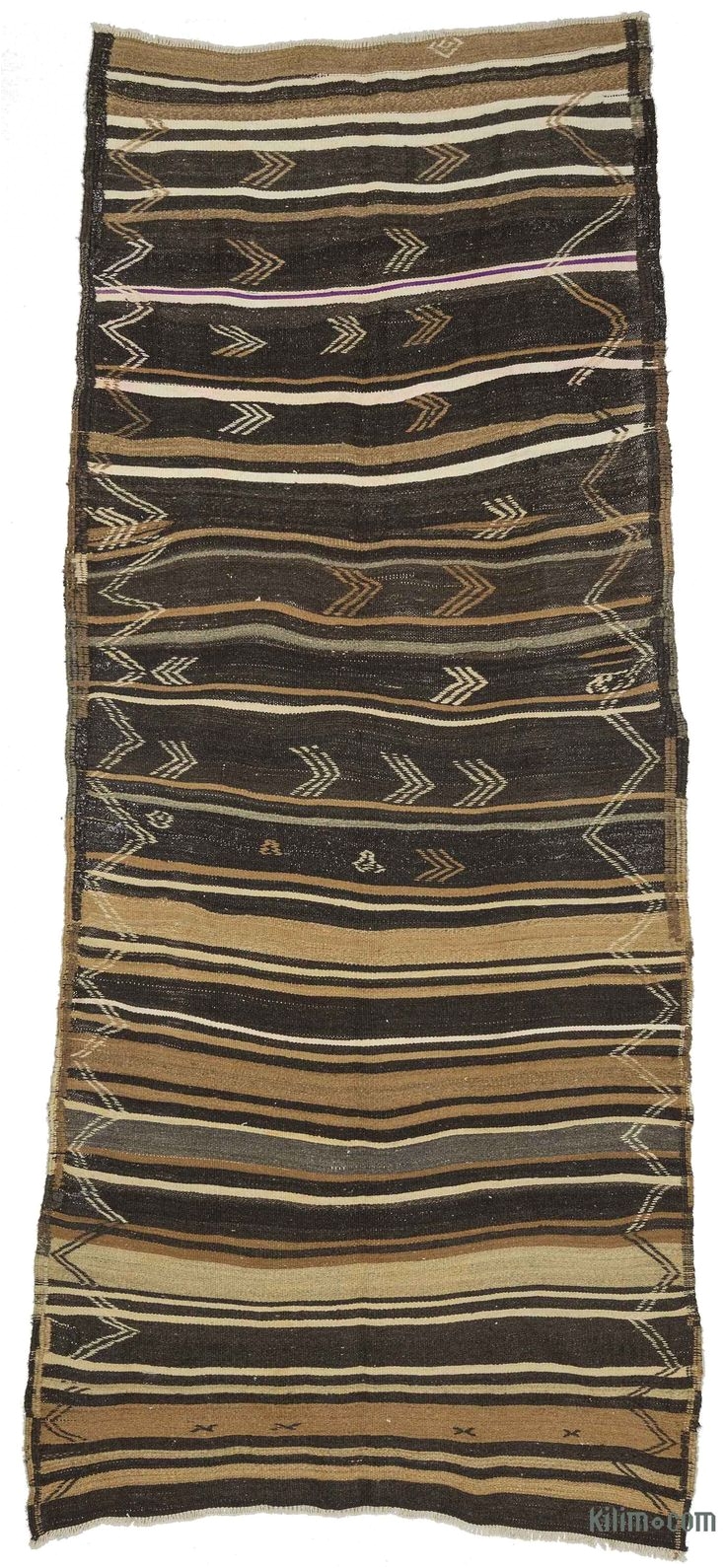 brown vintage turkish kilim rug