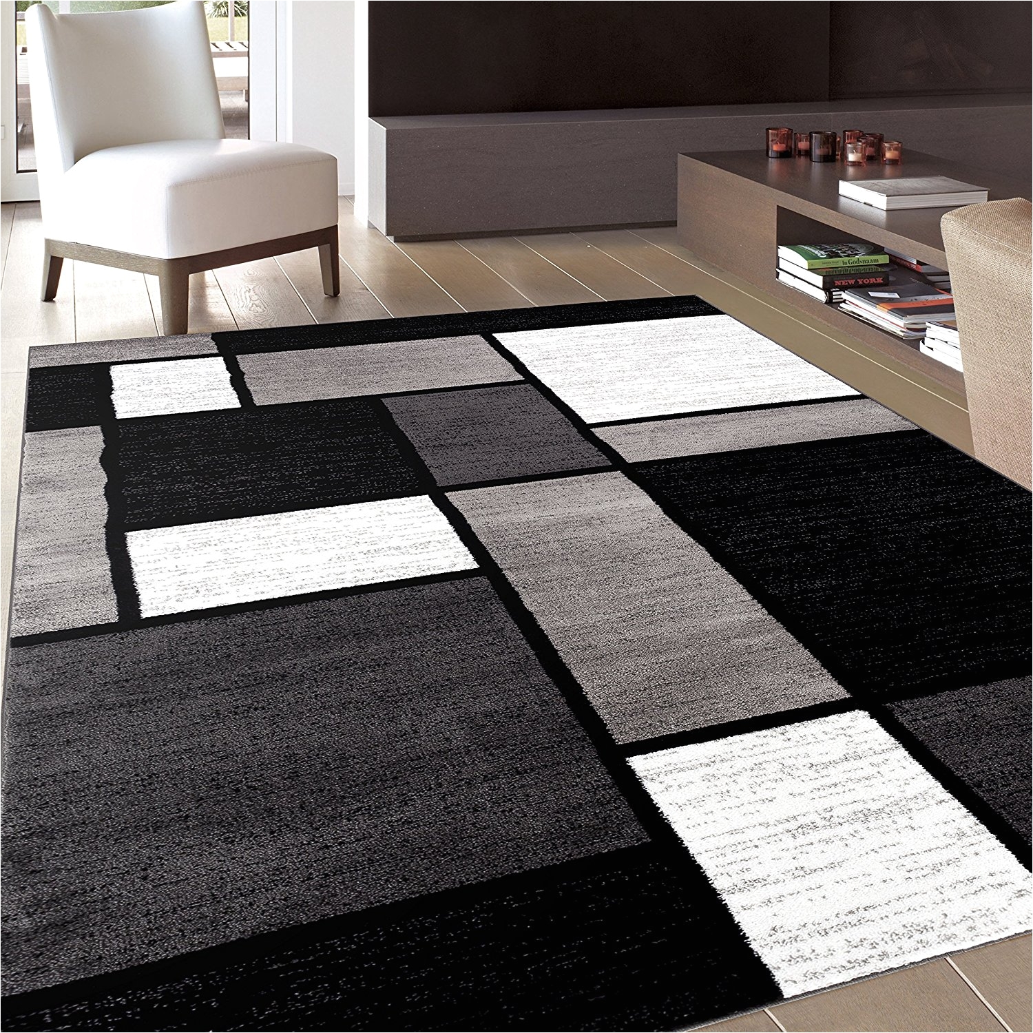 black and white area rugs amazon com rug decor contemporary modern boxes area rug
