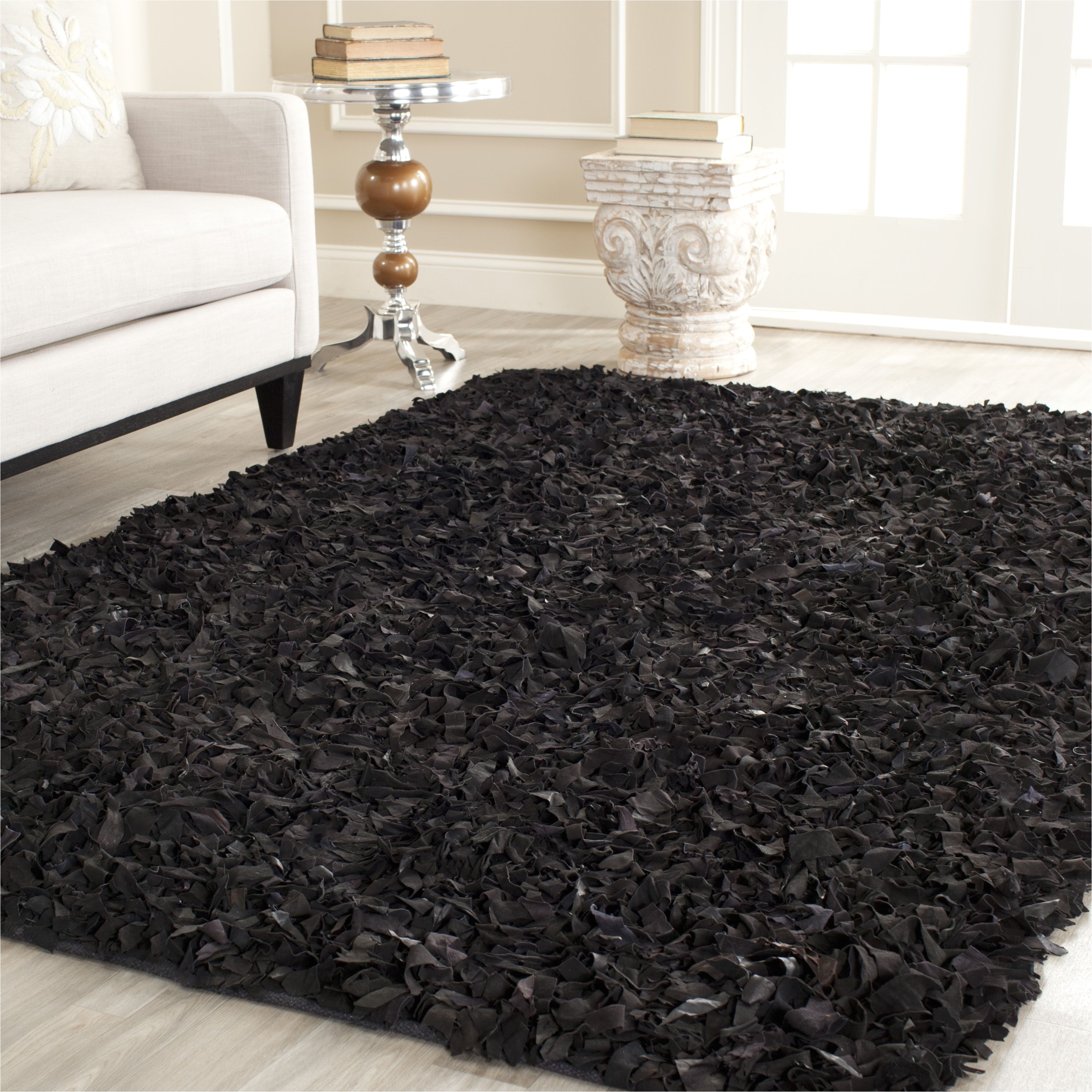 beautiful black shag area rug