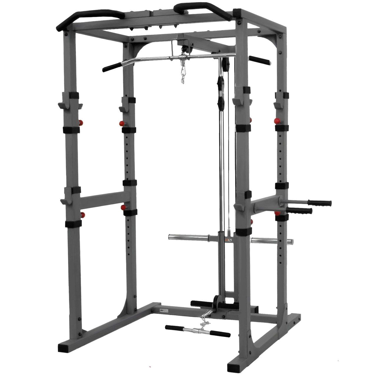 xmark fitness power cage with lat pulldown and low row attachment