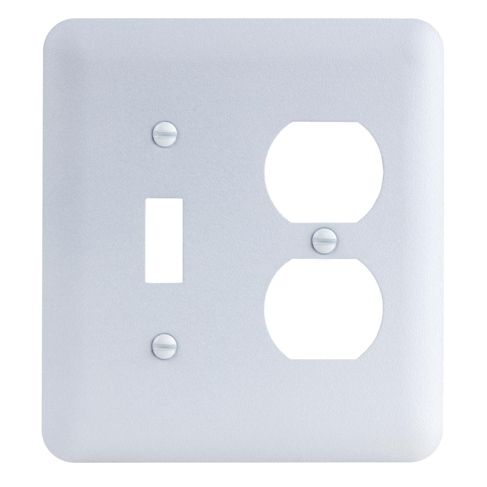 2 gang toggle duplex maxi metal wall plate white textured