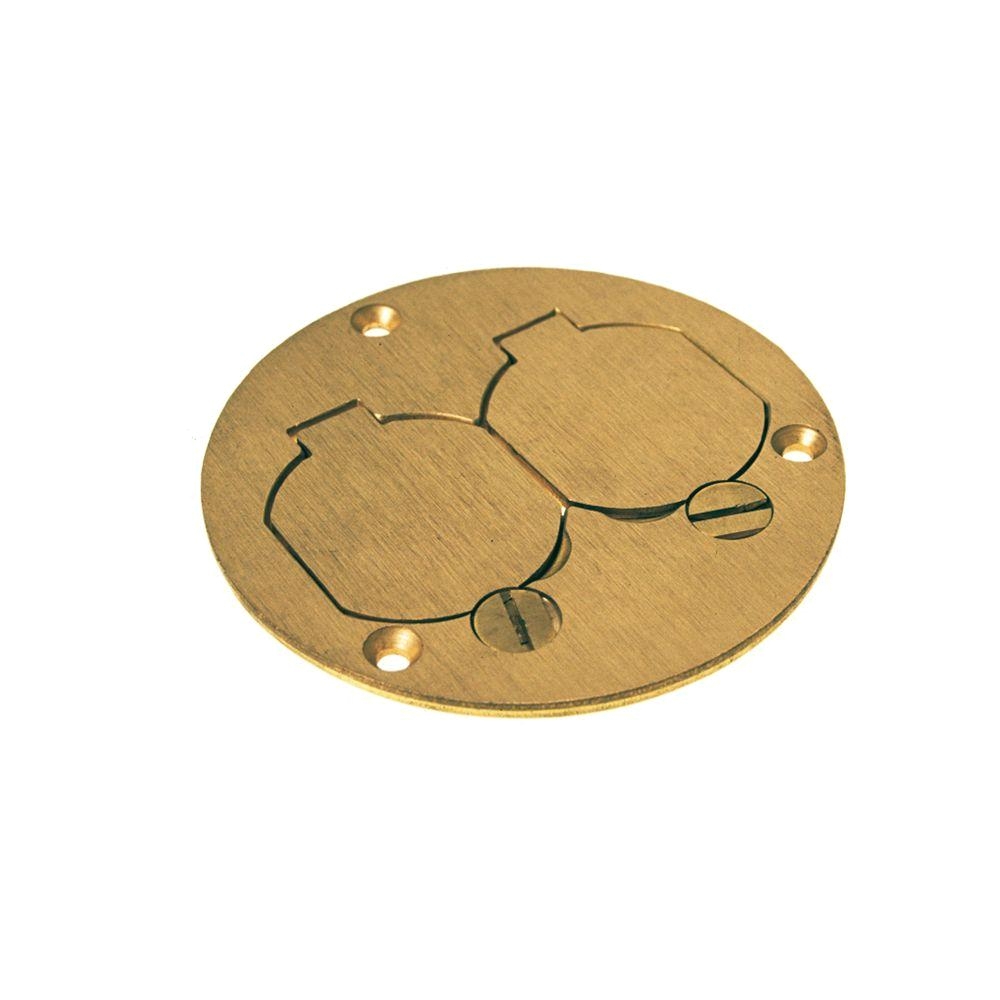 raco round floor box duplex brass cover with lift lids