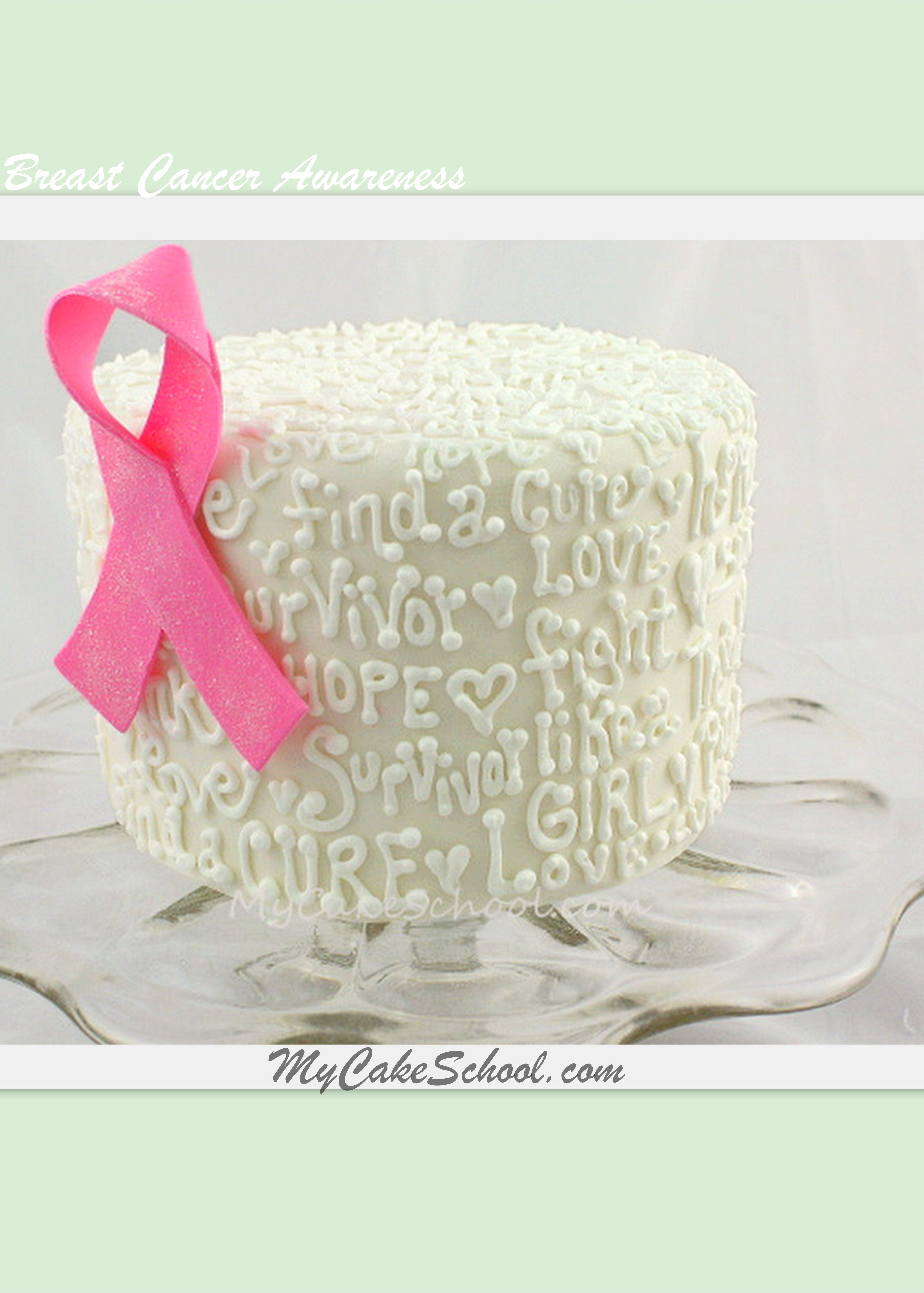breast cancer awareness cake free blog tutorial by mycakeschool com