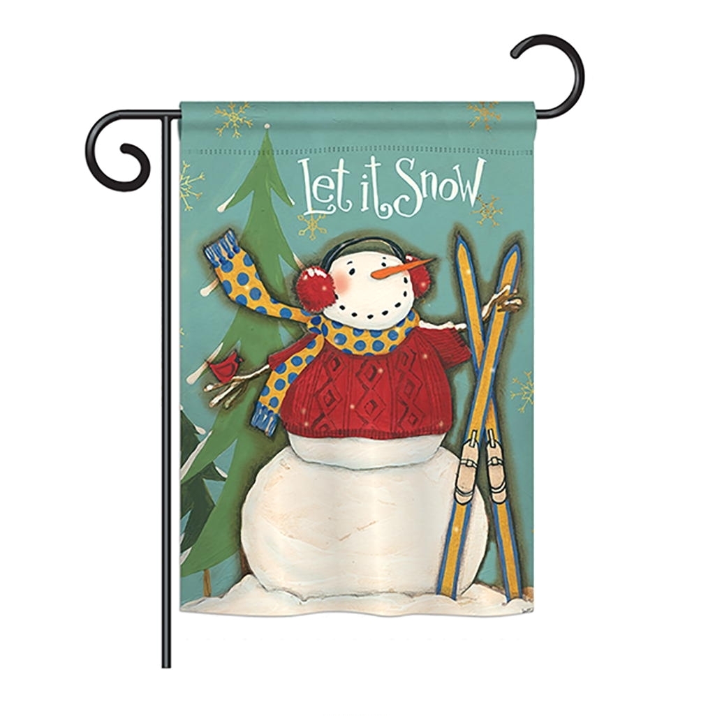 let it snow snowman garden flag