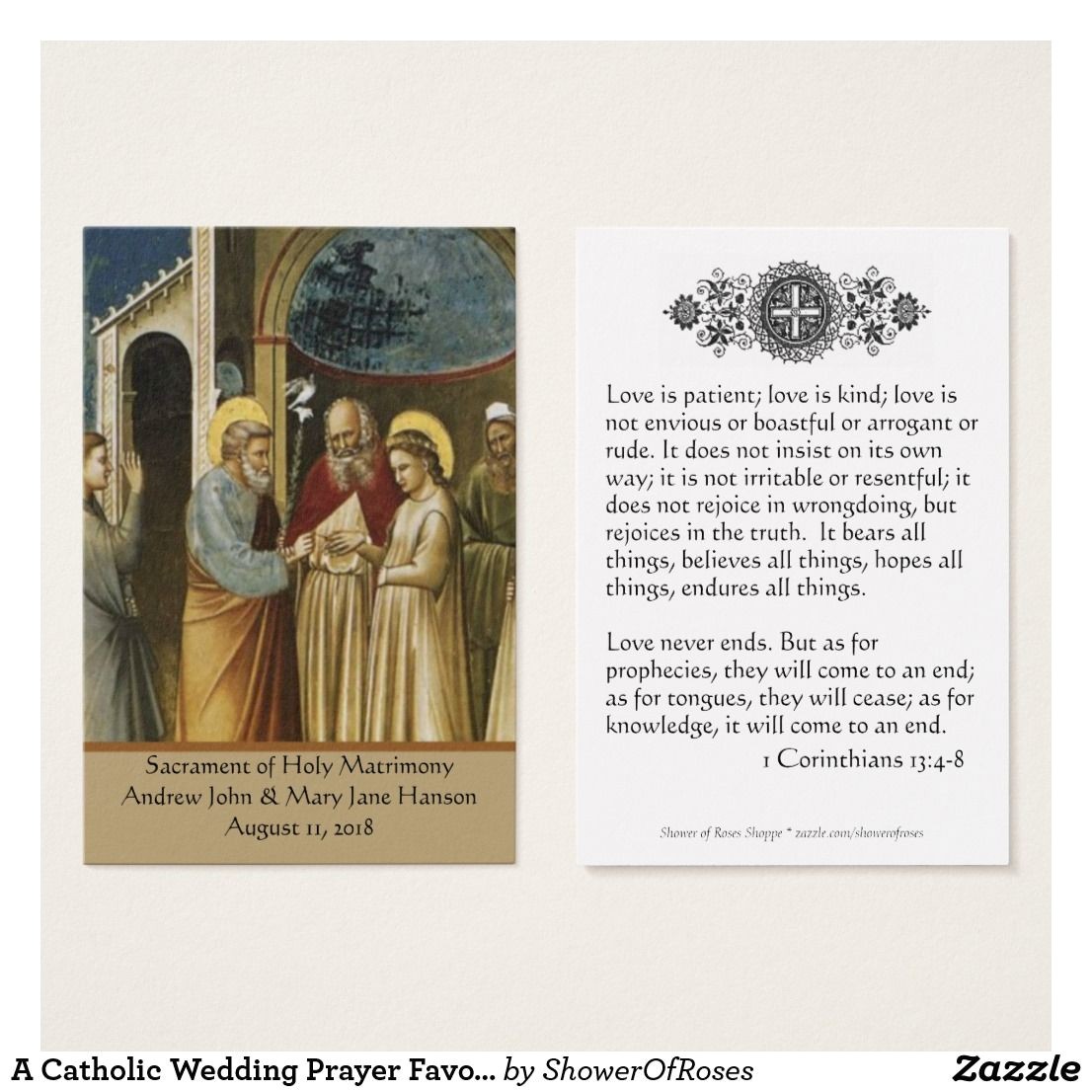 a catholic wedding prayer favor holy card