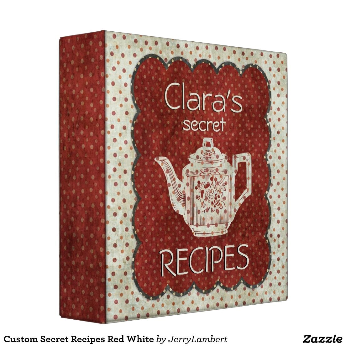 custom secret recipes red white 3 ring binder