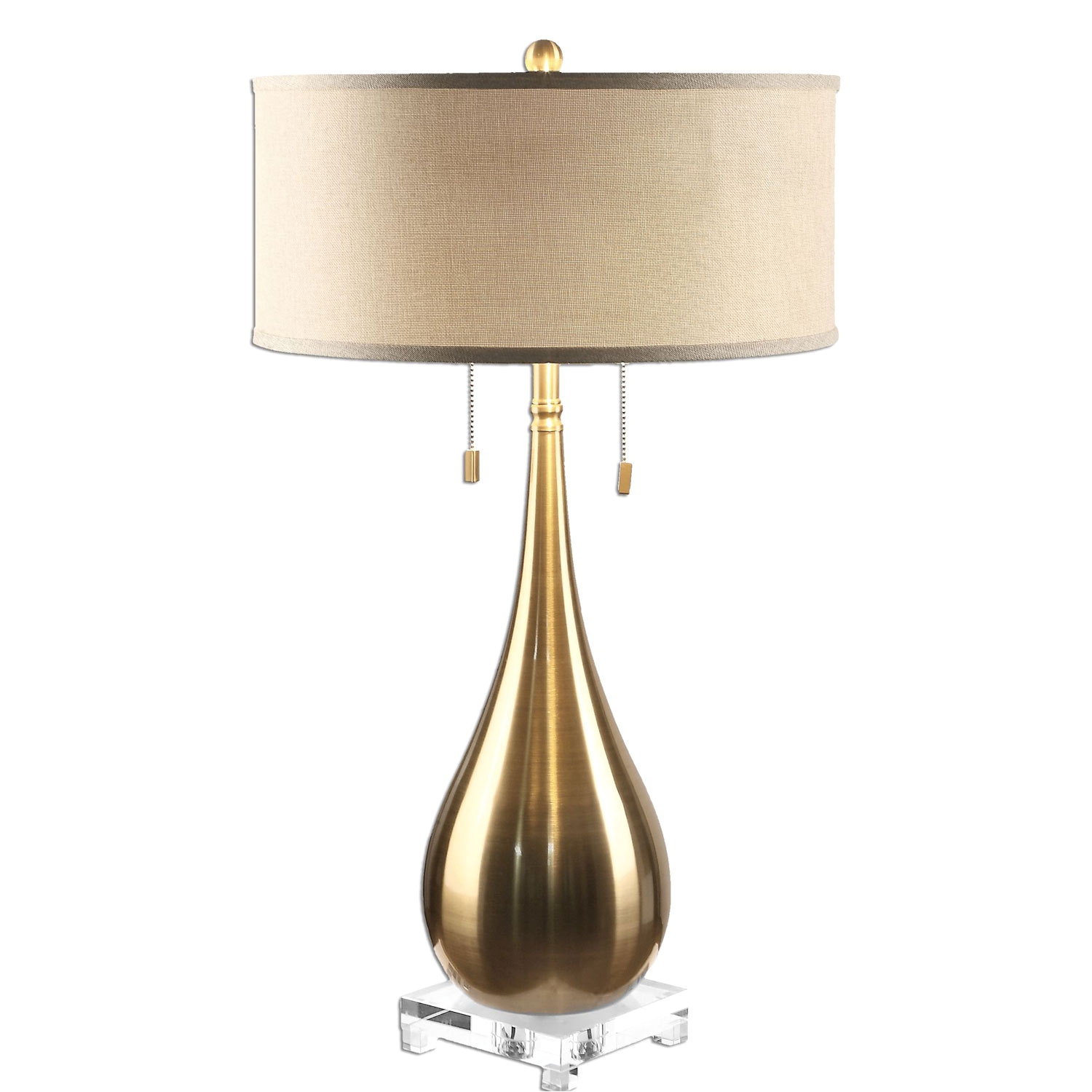 Bright Yellow Floor Lamp Uttermost Lagrima Brushed Brass Two Light Table Lamp 27048 1 Bellacor