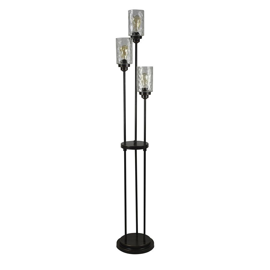 shop allen roth latchbury 66 55 in bronze multi head floor lamp with glass shade at lowes com