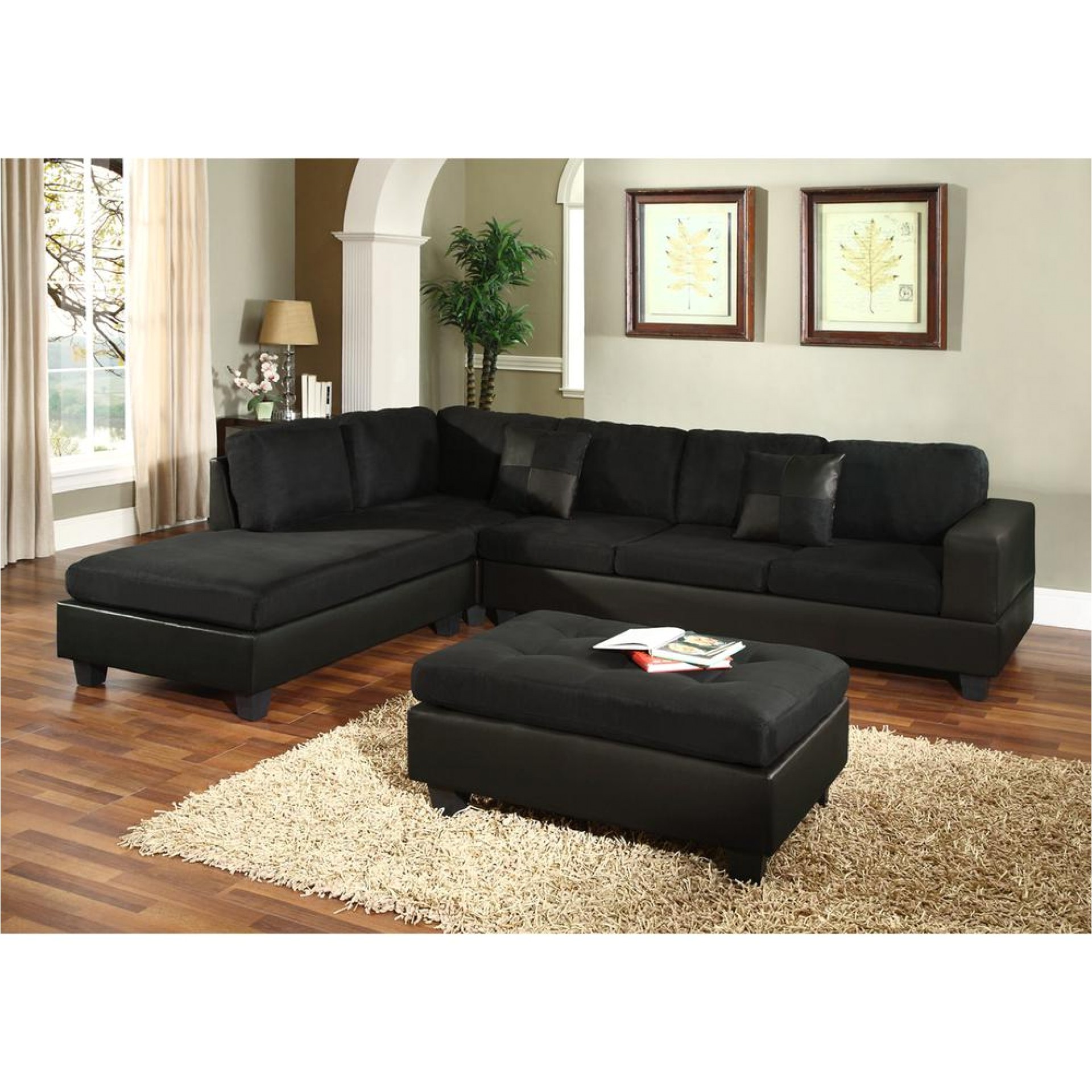 buchannan microfiber sectional sofa with reversible chaise taupe