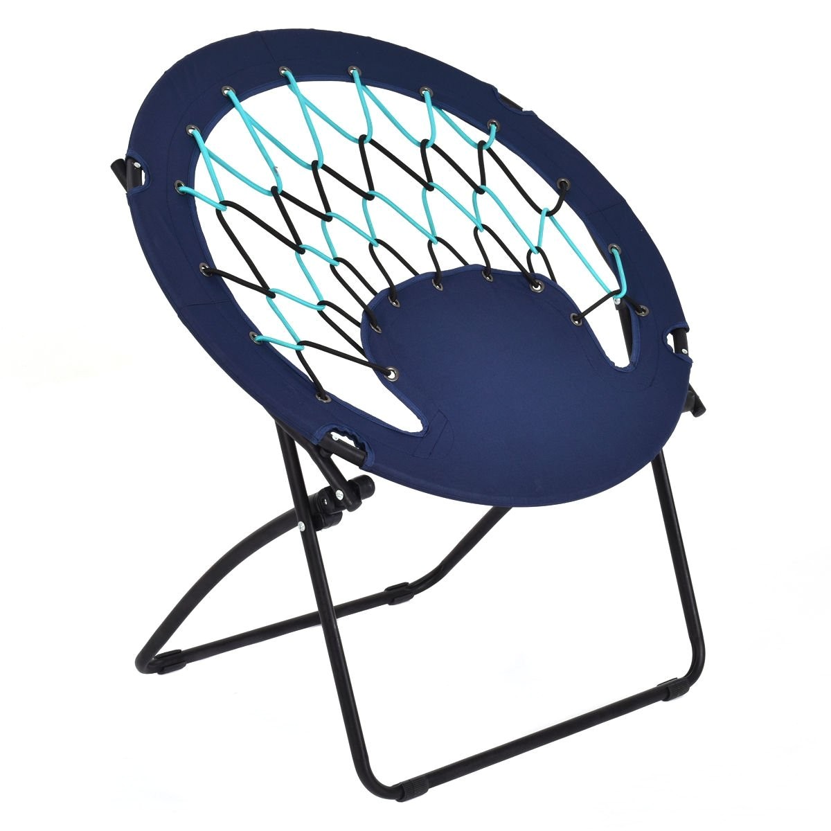 amazon com giantex folding bunjo bungee chair outdoor camping gaming hiking garden patio round web portable steel bungee dish chairs for adults kids