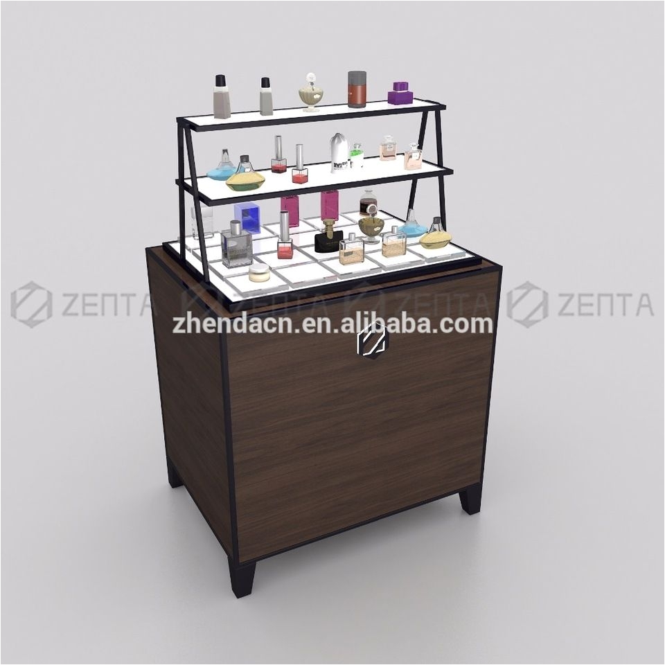 high class wood veneer perfume display showcase perfume display case
