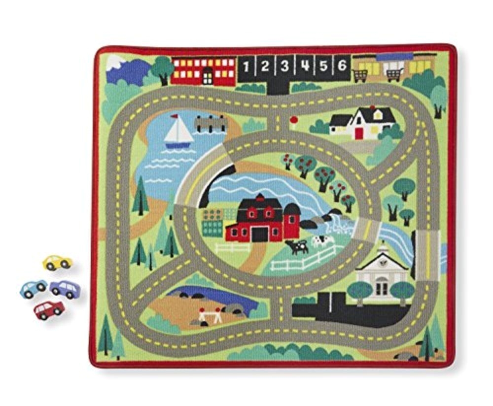 Car Rugs for toddlers Melissa Doug Round the town Road Rug and Car Activity Play Set