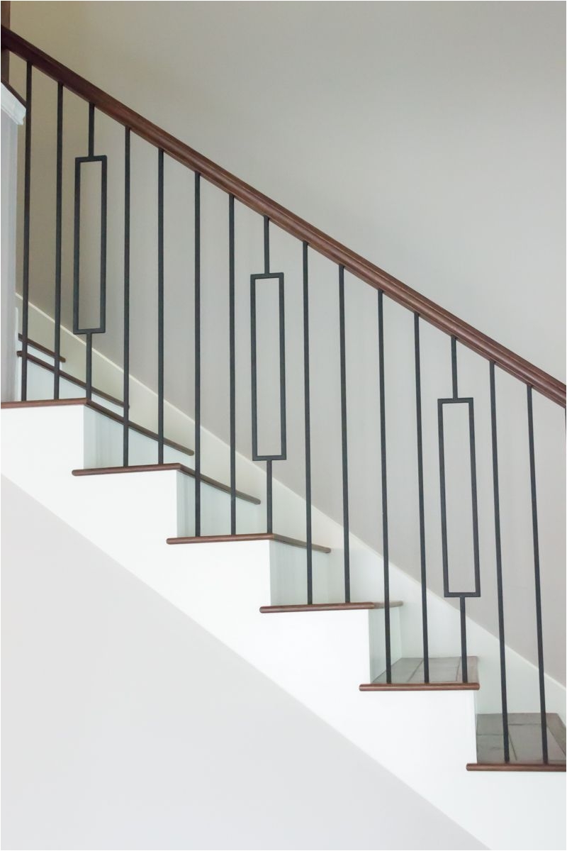 this staircase uses high quality wrought iron balusters to create a unique contemporary style design featured are the single rectangular balusters 16 6 3