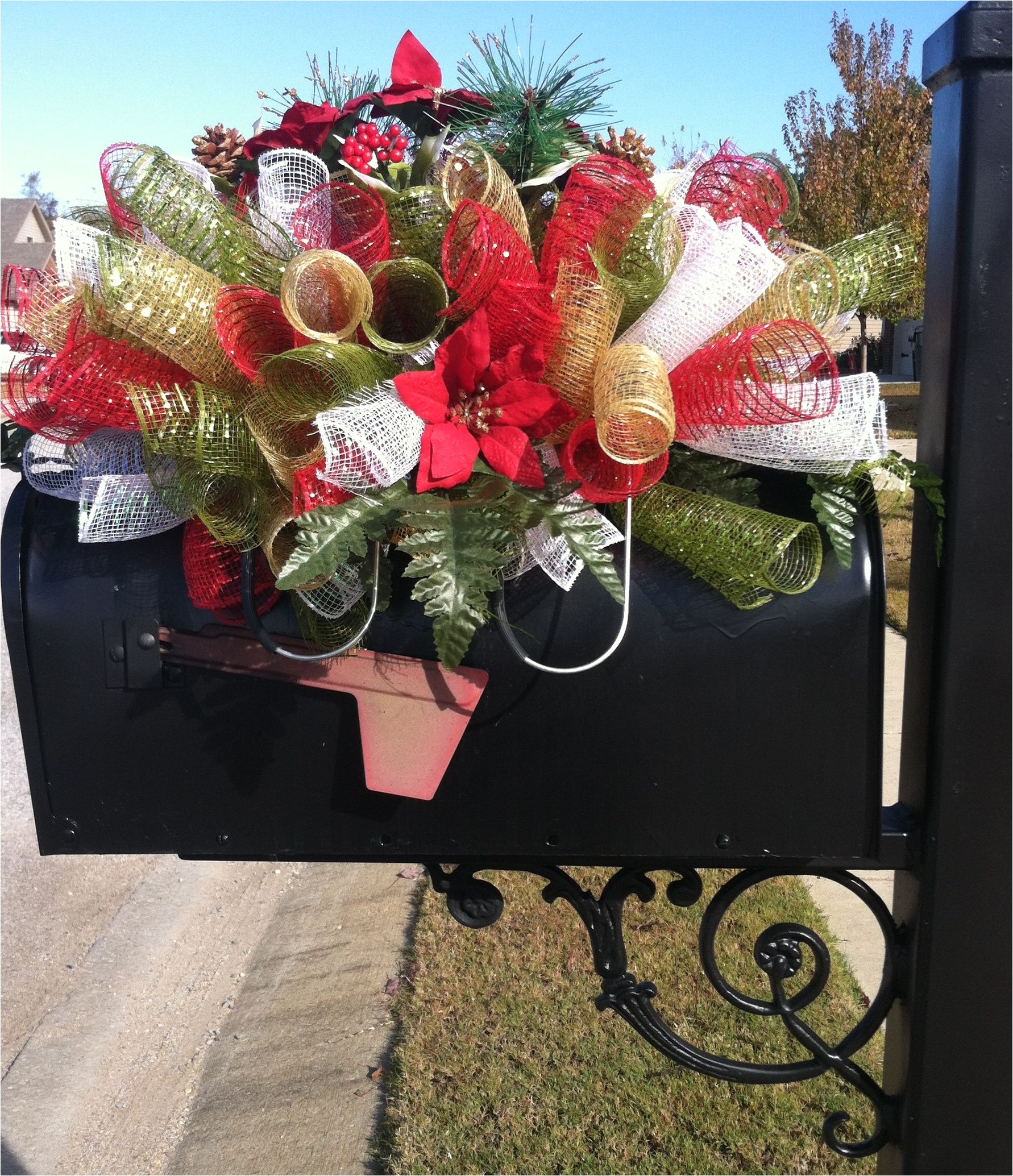 Cemetery Christmas Decoration Ideas Holiday Custom order for Christmas Saddle Use as A Mailbox Table