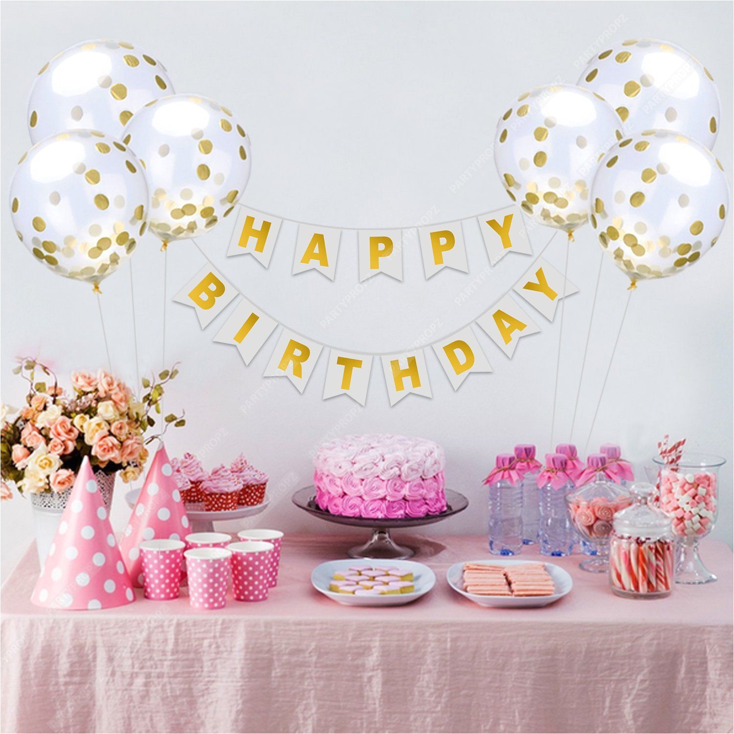 happy birthday banner 6 pieces gold confetti balloons party balloons for birthday party decorations