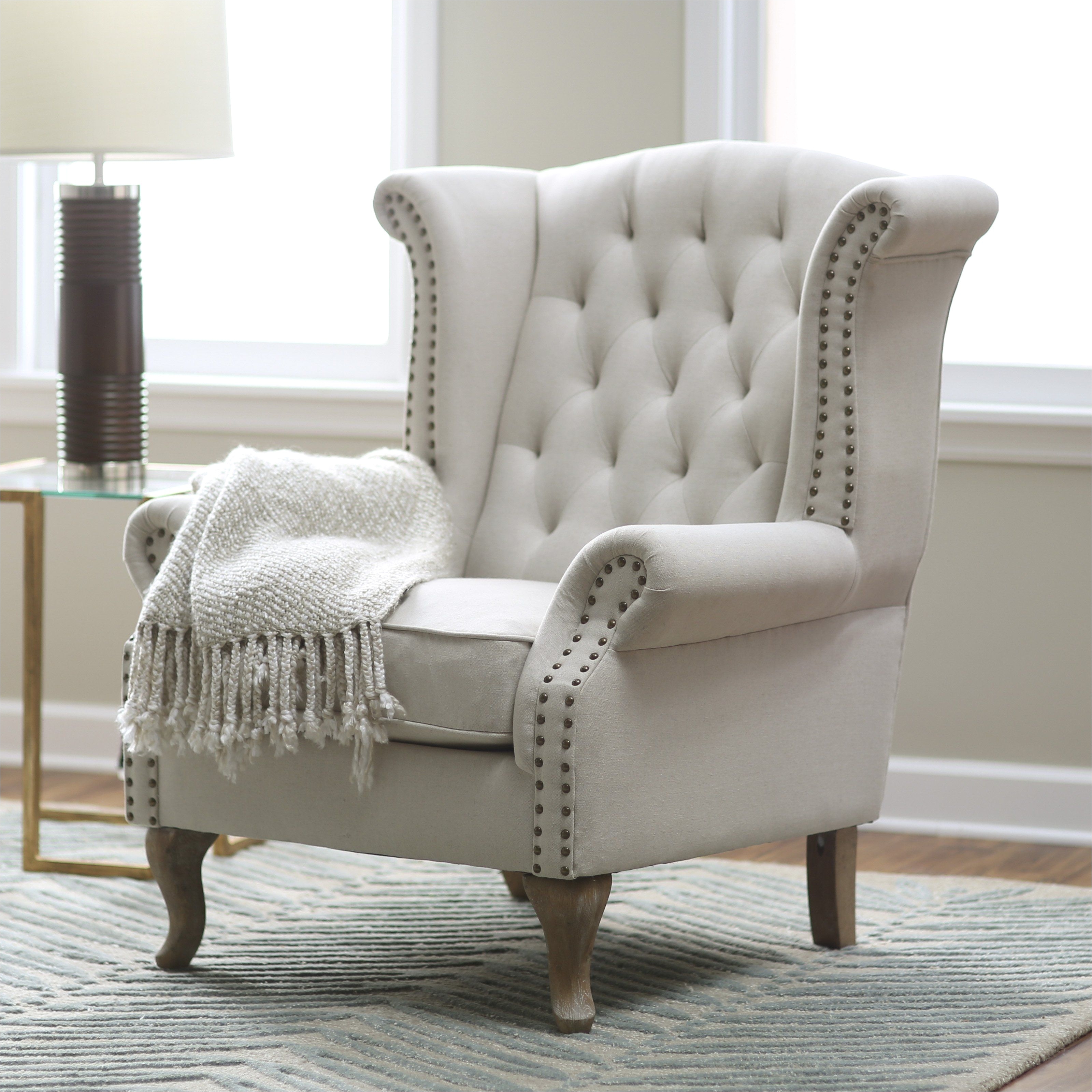 belham living tatum tufted arm chair with nailheads accent