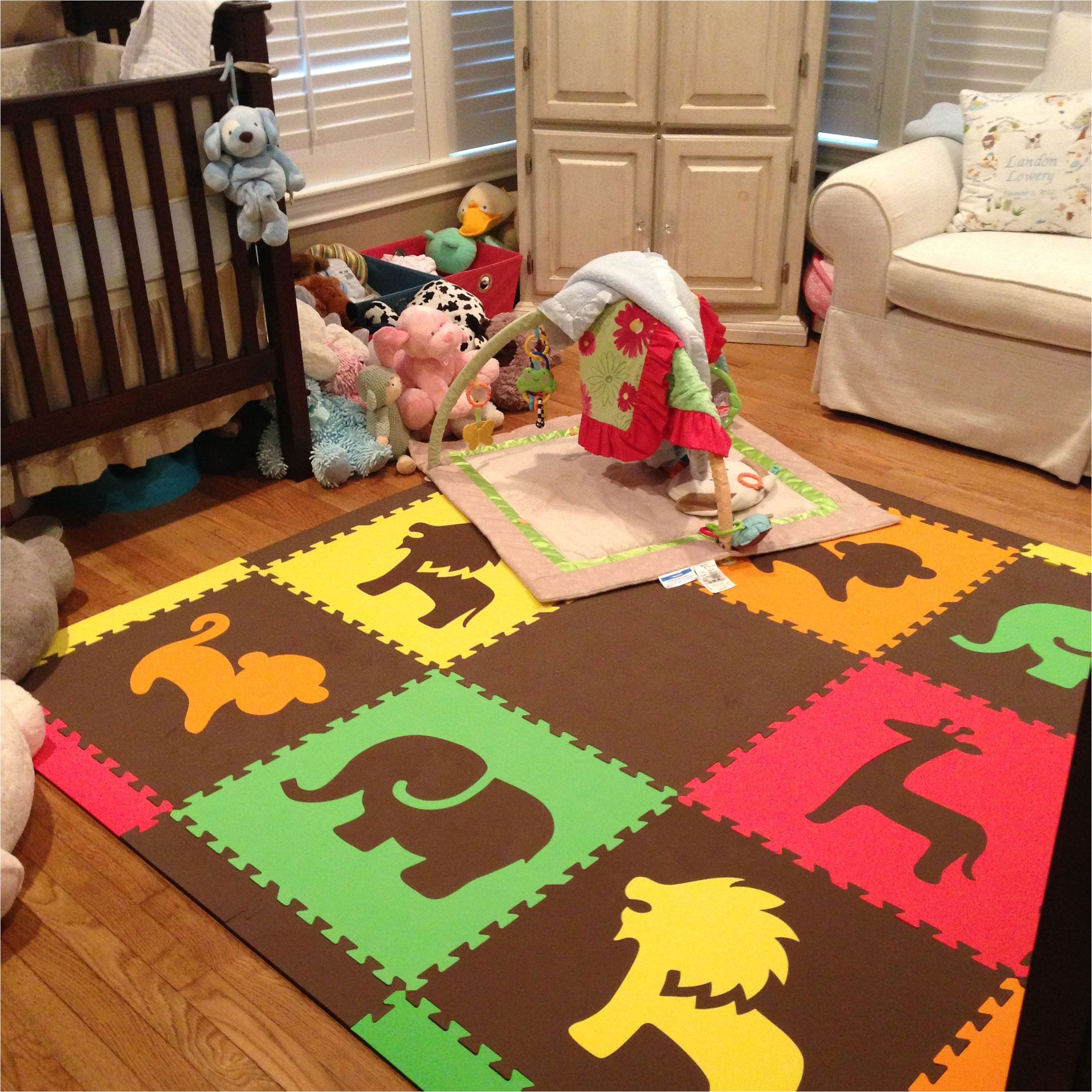 softtiles safari animals premium interlocking foam large children s play mat red yellow orange lime brown x roylb