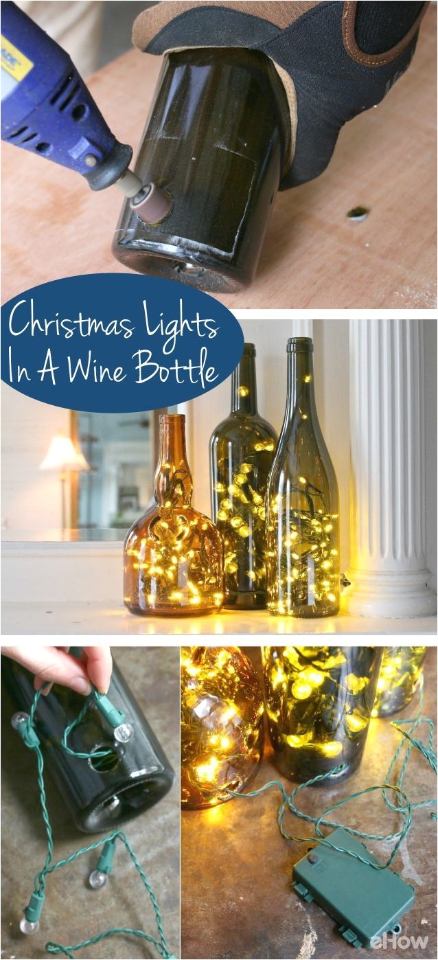 display christmas lights in a whole new non traditional way this year in wine bottles an led light string can transform the wine bottle display into a