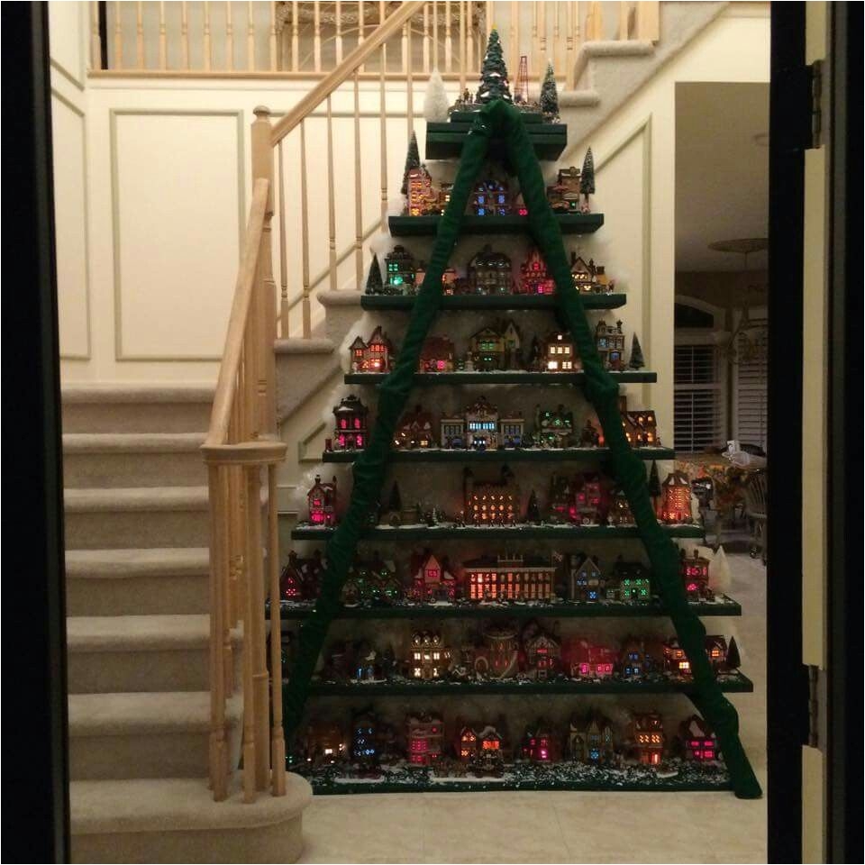 Christmas Tree Wine Rack This is Made with A Ladder and Boards Screwed to the Steps and