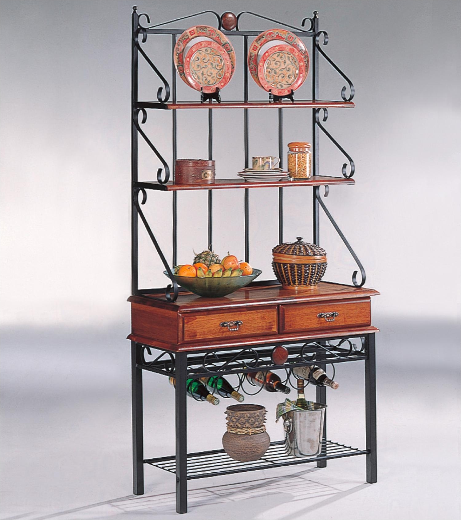 accent racks 3 shelf kitchen cabinet with wine rack