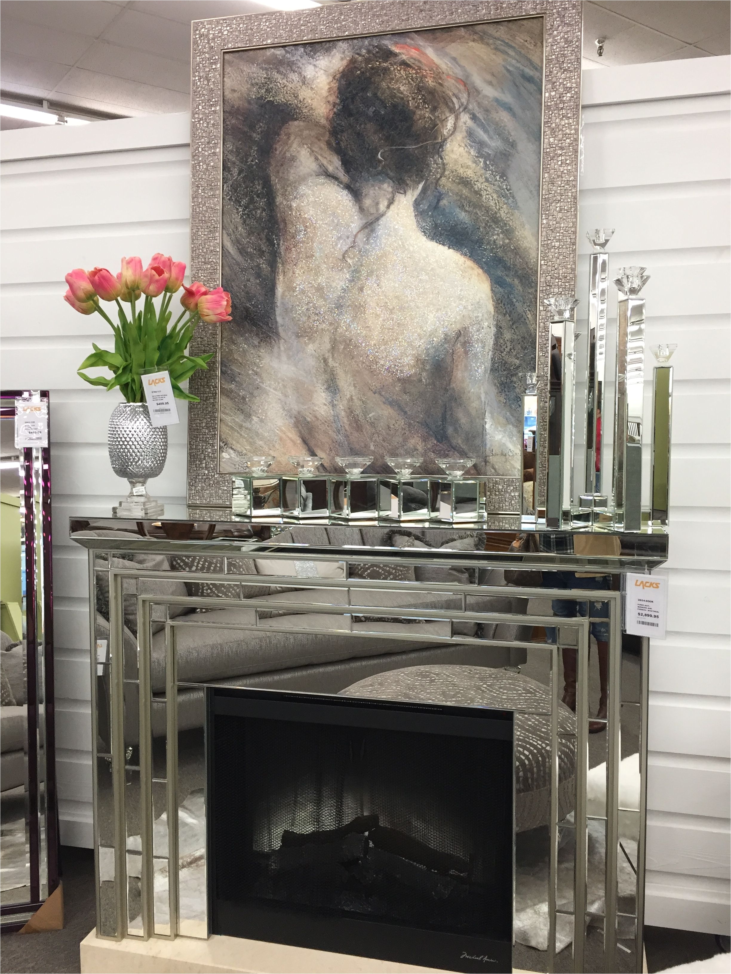 mirrored fireplace