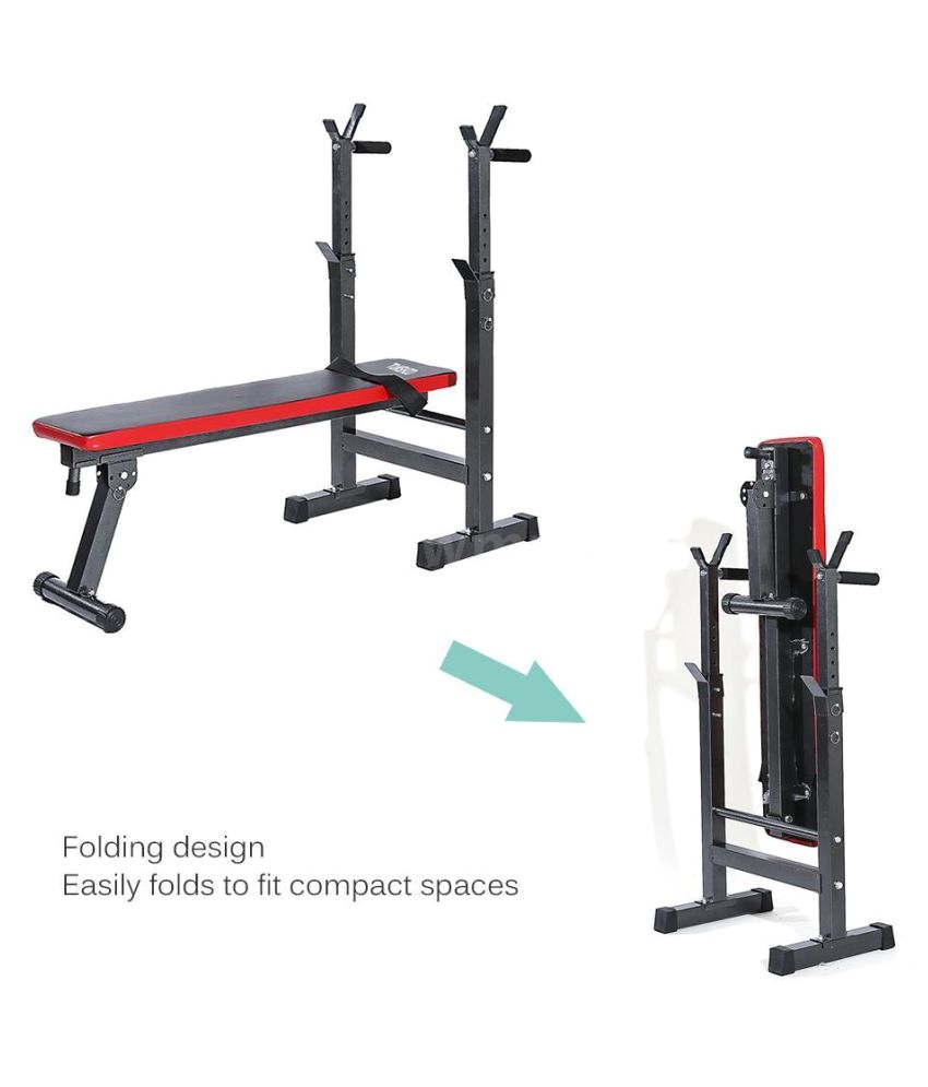 Collapsible Squat Rack Kobo Folding Multi Exercise Weight Lifting Bench with Squat Stand