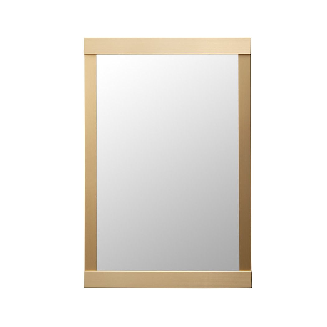 shop colby soft gold wall mirror overlapping frame ends lend an architectural air to this clean lined aluminum finished in soft gold