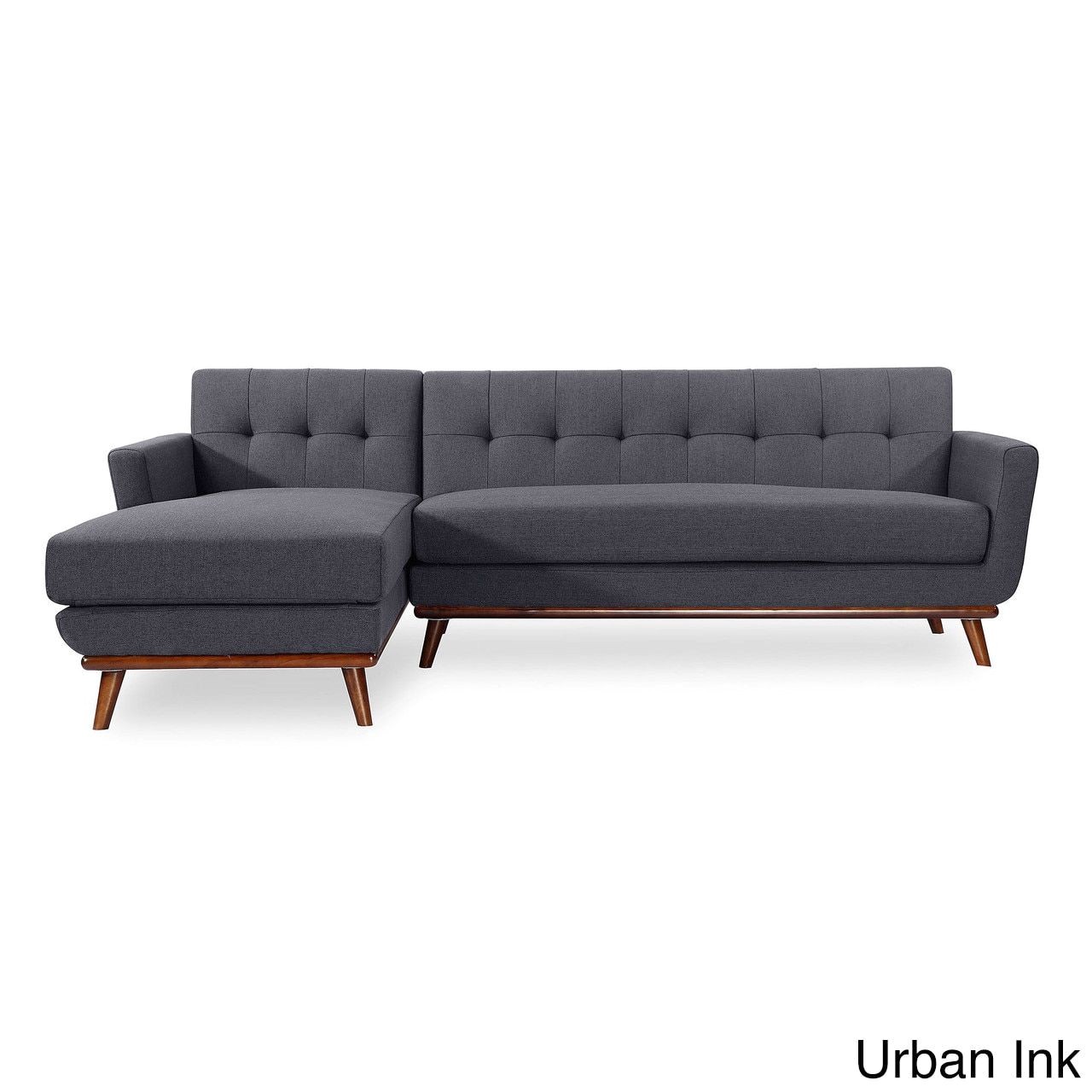 kardiel jackie mid century modern tailored twill left facing sectional sofa urban ink
