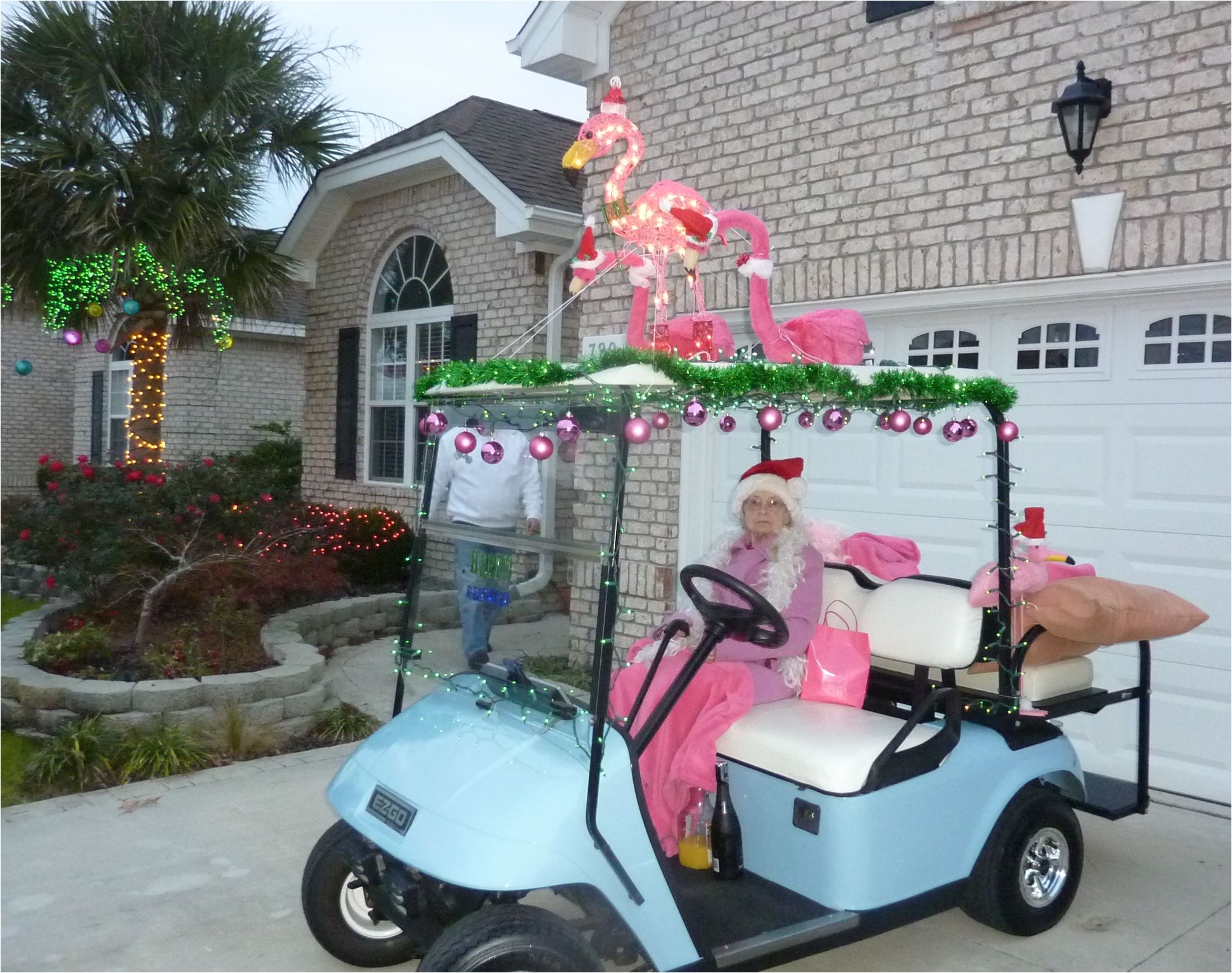 Decorated Golf Cart for Christmas Parade Golf Cart Parade Flamingos I Love the Mimosa Ingredients Gotta