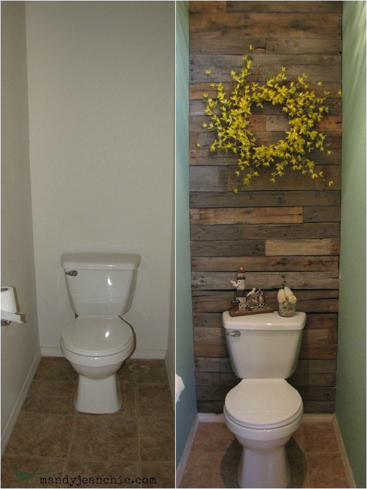 great project free toilet room makeover using pallet wood and leftover paint