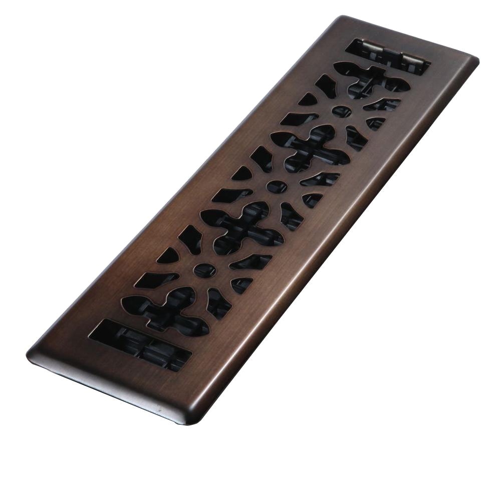 steel rubbed bronze gothic design floor register