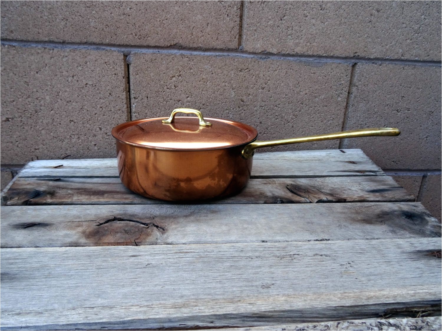 Decorative Copper Pots Vintage Copper Sauce Pan Lidded Copper Copper Pot French Kitchen