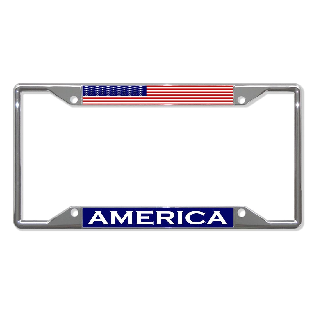 license plate frame mall america flag country metal license plate frame tag holder four holes chrome