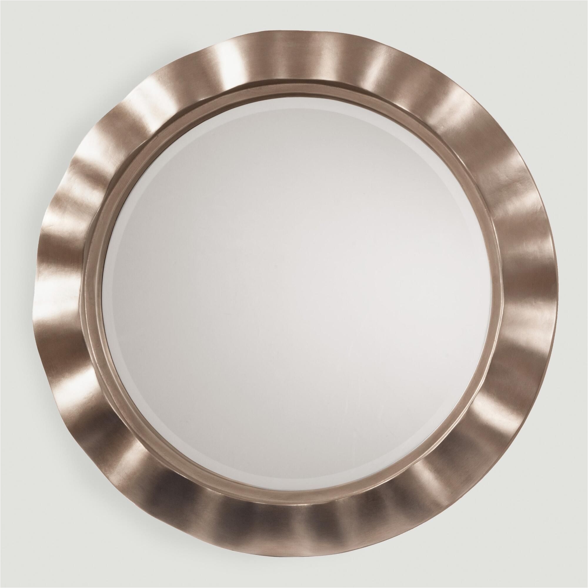 osp designs cosmos beveled wall mirror with brushed round wavy frame silver