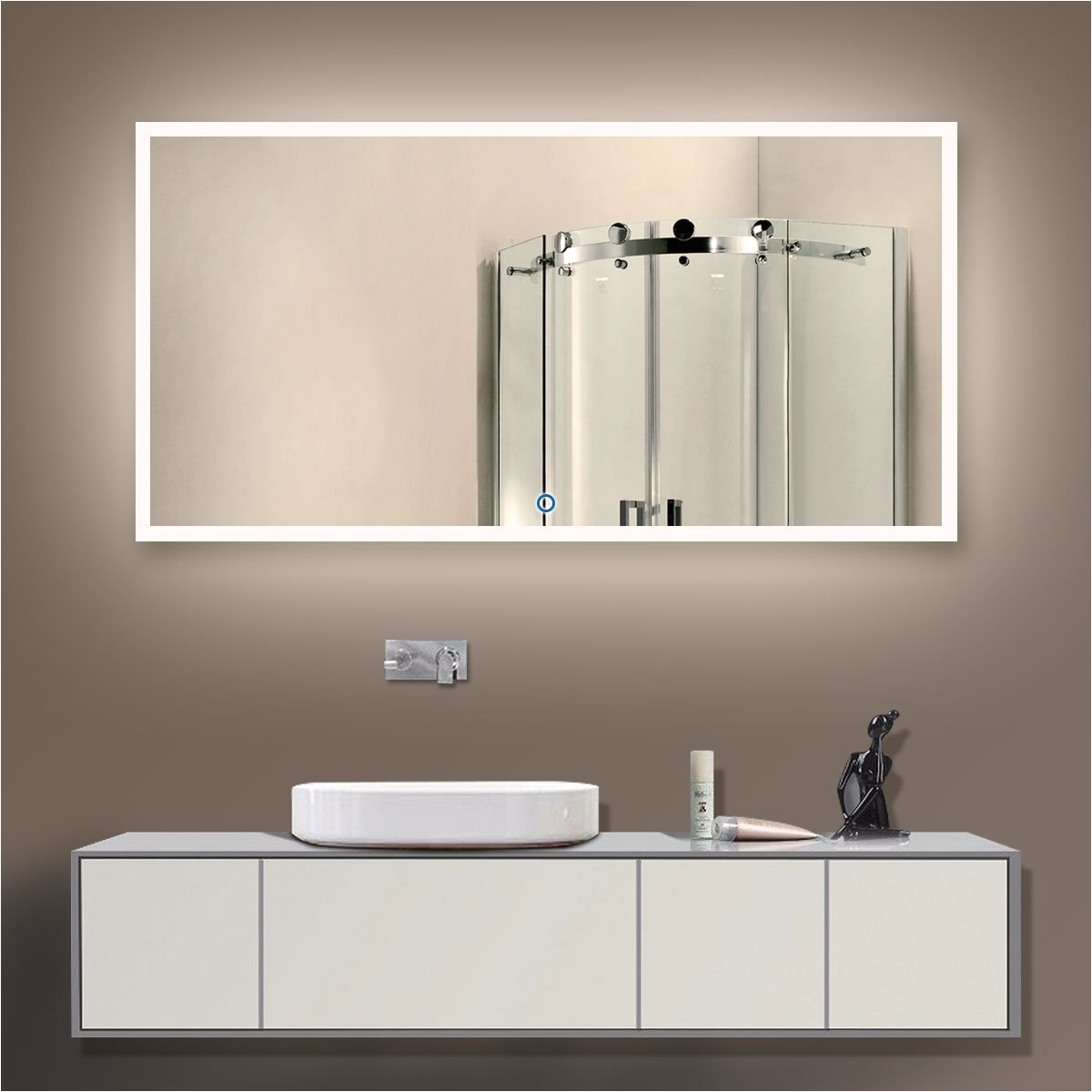 amazon com decoraport 55 inch 28 inch horizontal led wall mounted lighted vanity bathroom silvered mirror with touch button a n031 d home kitchen