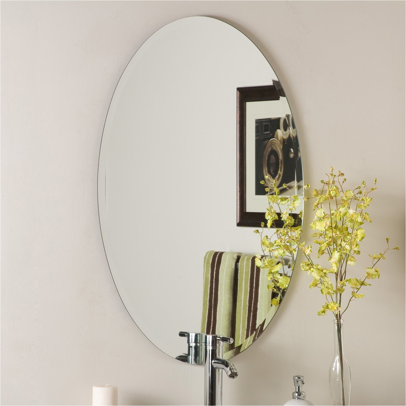 image of frameless beveled mirror decor