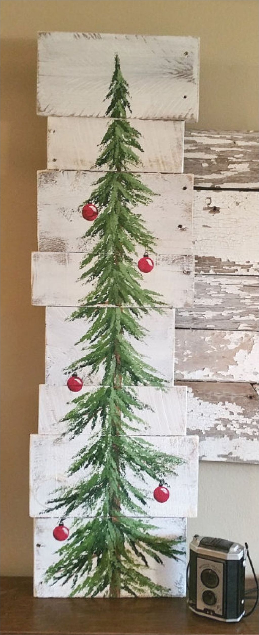 Decorative Pine Trees Christmas Tree Sign Farmhouse Decor Christmas Decoration White